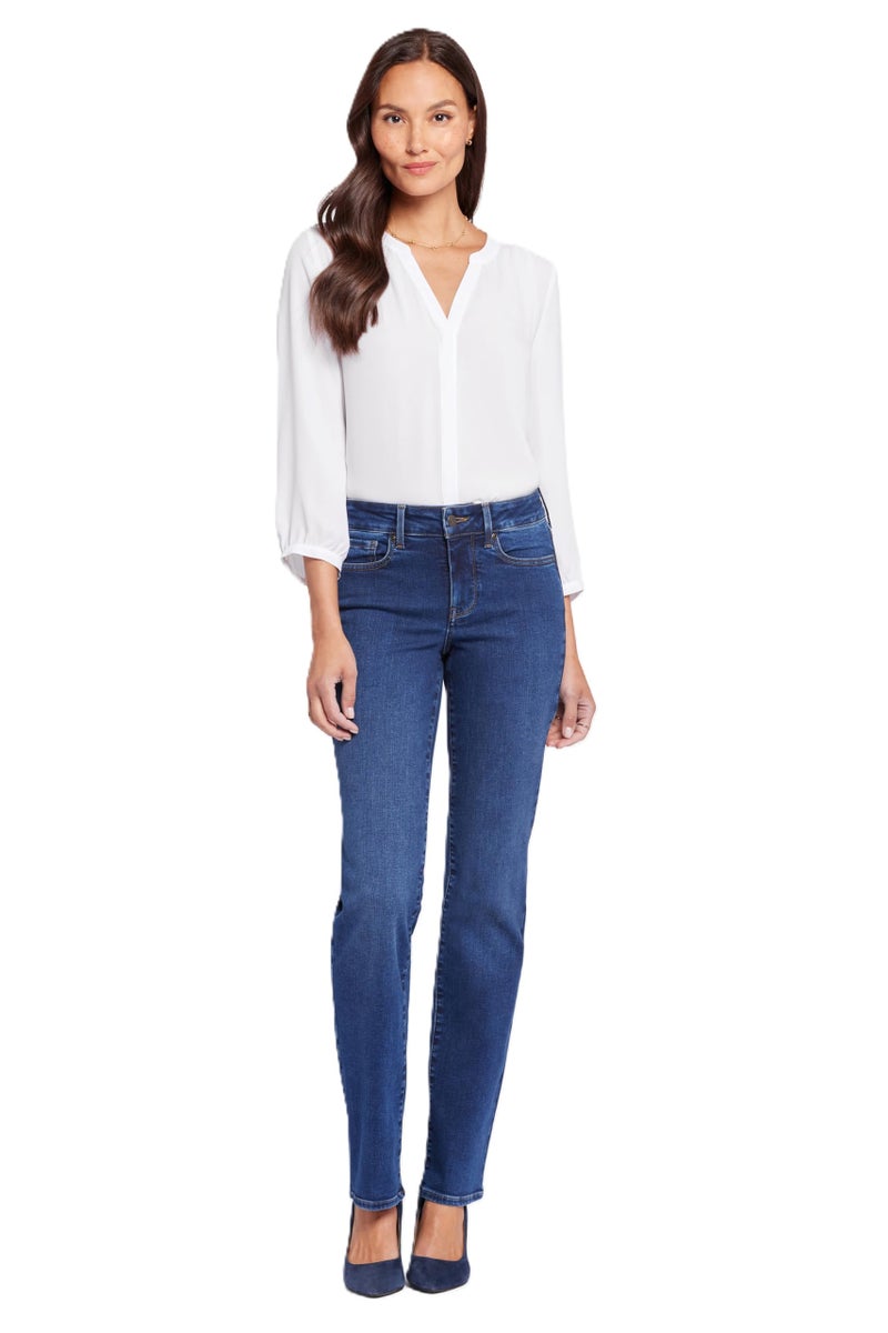 NYDJ Womens Petite Size Marilyn Straight Leg Jeans, Cooper, 6P - Image 1